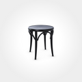 Zeitloser Beizenhocker in Dark Wenge, rund aus massivem Holz mit gebogenen Verstrebungen, perfekt für Restaurants, Bistros und klassische Cafés.