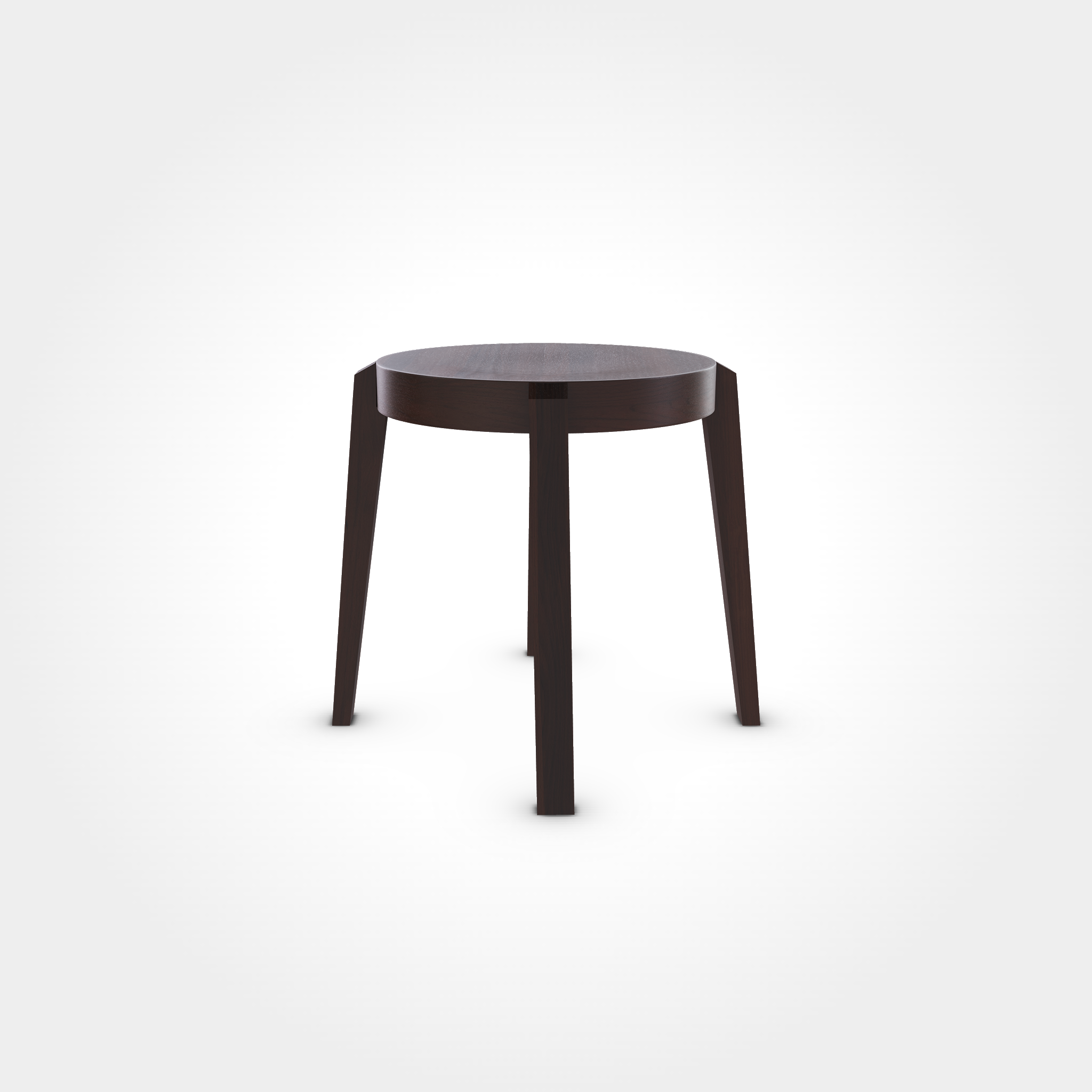 Runder Hocker in edlem Dunkelbraun Dark Chocolate mit vier Beinen, massives und hochwertiges Sitzmöbel für Beizentische in Restaurant, Bar oder Café