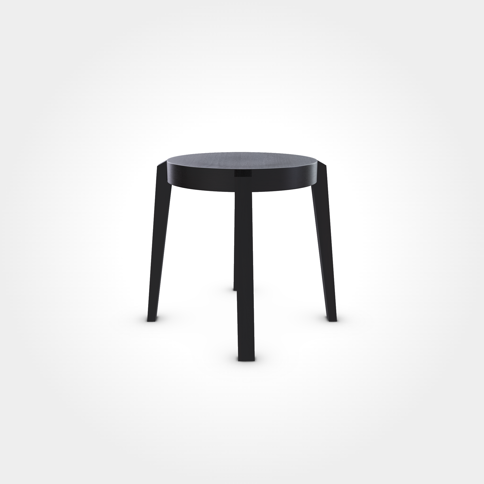 Runder Hocker in dunklem Farbton Dark Wenge mit vier Beinen, massives und handwerklich gefertigtes Sitzmöbel für Beizentische in Restaurant, Bar oder Café